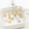 Cor de ouro 14k contas de zircônia incrustadas contas quadradas de transferência pulseira DIY colar com acessórios de contas C45