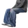 Jeans plisados de estilo americano de calle para hombre, nueva colección otoño 2026, pantalones rectos holgados de pierna ancha con lavado degradado