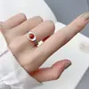 Anel Yuhong Estilo Chinês Lingote de Dinheiro Vermelho do Sul, Design de Nicho para Aumentar a Fortuna, Anel Aberto Ajustável, Venda Direta do Fabricante