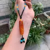 Transmisión en Vivo del Fabricante de Collares con Colgante de Ágata Roja Venta al por Mayor Hebilla de Paz de Ágata Colgante de Calabaza de Jade Cadena para Suéter