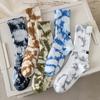 Calcetines de media pantorrilla para Otoño e Invierno para Hombres y Mujeres, Calcetines de Algodón Tie-Dye, Calcetines de Caña Alta, Calcetines Zhujie, Calcetines de Calle Bordados para Mujer, Calcetines de Trabajo