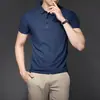 Polo de Hielo de Seda de Verano 2026 para Hombre Fresco Transpirable Secado Rápido Manga Corta Casual de Negocios Cuello Sin Costuras Color Sólido