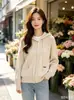 Otoño Invierno Transfronterizo Nuevo Estilo Cardigan de Punto con Capucha y Cremallera Abrigo para Mujer Elegante Holgado Adelgazante Ropa Exterior con Capucha Cardigan de Punto