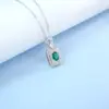 Colar Esmeralda Cultivada Prata 925 Clássico Elegante Pedra Preciosa Natural Fresca Colar de Prata com Esmeralda Principal Retro Europeu e Americano