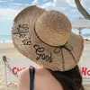 Sombrero de paja con ala ancha y tiras para mujer, estilo coreano, transpirable, para verano, playa, vacaciones, pescador