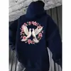 Sudadera con Capucha Exportación Transfronteriza Estampado Doble Flor Paloma Blanca Amazon Wish Una Pieza Al Por Mayor Temu