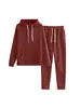2025 Estilo Coreano Nuevo Color Puro Manga Larga con Capucha Sudadera para Mujer Conjunto Casual Suelto de Dos Piezas para Mujer