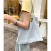 Bolso de hombro de doble capa con bloques de color dopamina estilo coreano para mujer, bolso de mano impermeable de nailon de gran capacidad, bolso tote versátil para ir al trabajo