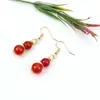 TikTok aretes rectos hechos a mano de cuentas redondas de cristal dorado con alambre de cobre enrollado aretes largos de cristal con cuentas de temperamento E72