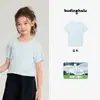 Pudding Haru 2026 Verão Novo Estilo Camiseta de Manga Curta com Estampa de Letras para Meninas Camiseta Básica com Gola Redonda de Liocel para Crianças