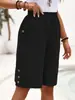 2025 Novos Shorts de Algodão e Linho Calças de Cinco Pontos Roupas Femininas Europeias Americanas Transfronteiriças Calças Casuais de Cor Sólida Calças de Perna Reta Roupa de Casa Cor Cáqui