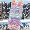 Fofo Laço de Cabelo Infantil Grande com Strass Perolado Desenho Animado com Design de Urso Morango em Cor Degradê para Estudantes