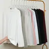 Camiseta Personalizada 220g Manga Longa Pesada Branca Gola Redonda Pulôver Simples Primavera/Outono Solta Camisa Base Básica
