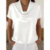 2025 Nuevo Estilo Top Holgado de Manga Corta para Sitio Independiente Transfronterizo de Amazon Camisa Casual Versátil para Mujer