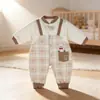 Enterizo acolchado de otoño e invierno para bebé con pajarita, mono de bebé con bordado de dibujos animados de pequeño caballero para exteriores, traje para gatear 73-90 #