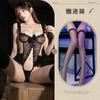 Lingerie Sexy Hemei, Body de Renda Bordada Justo, Conjunto Push-Up Sem Costura e Sem Abertura no Gancho, Tentador