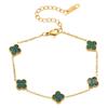 Pulsera de Acero Inoxidable de 9 mm de Venta Caliente Transfronteriza con Trébol de Cuatro Hojas Chapado al Vacío en Oro de 18k Joyería de Moda para Mujer Combinable Acero de Titanio