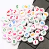 4*7mm 100 Piezas/Paquete Cuentas de Letras Inglesas Acrílicas Cuentas Sueltas Cuentas Planas Venta al por Mayor DIY Pulseras de Cuentas de Educación Temprana para Niños