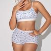 Sujetador Deportivo Europeo y Americano para Mujer Traje Delgado Nuevo Chaleco de Yoga Fitness Floral para Mujer Shorts Ropa Interior Dividida Venta al por Mayor