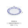 Kaibaiya disco de melamina azul e branco porcelana prato de plástico redondo talheres imitação de porcelana hotel restaurante prato para fritar comercial