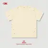 Camiseta de Algodón Puro Colorida con Puntos Hecha a Mano para Hombre 235g Tacto Fresco Manga Corta Estilo Americano Marca de Moda Juvenil Holgada Casual.
