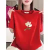 Novedades~Camiseta de Manga Corta para Mujer 2026, Verano, Corte Holgado, Top Estampado Adelgazante, Moda para Mamás, Camiseta Casual de Cuello Redondo