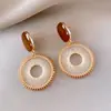 Brincos de Malha Retro Padrão Círculo Vazado Agulha de Prata Brincos Boêmios Elegantes Brincos de Nicho de Luxo para Mulheres