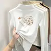 Camiseta térmica de manga larga para niña con forro polar, nuevo estilo otoño/invierno 2026, para niñas mayores y jóvenes, camiseta con cuello semi-alto