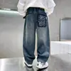 Jeans de Mezclilla para Niños de Primavera y Otoño, Corte Holgado, Nuevo Estilo 2026, Pantalones Rectos para Niños de Primavera y Otoño