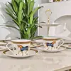 Serie Ogmatu Vajilla de Porcelana Hueso Plato para Comida Occidental Plato de Postre Plato para Pastel Plato para Brochetas Taza de Café y Platillo Caja de Regalo