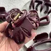 PC Nuevo Anticaída de Cabello Chapado en Oro Tapa de Seguridad con Perla y Resorte Clip de Tiburón Rojo Vino Accesorios para el Cabello Pasador