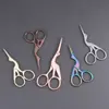 Tijeras Pequeñas Vintage Doradas de Grulla de Titanio Creativas para Cortar Hilo de Bordado a Punto de Cruz, Arte del Té Casero, Té y Tijeras de Belleza