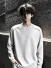 Camiseta básica negra de cuello medio para hombre, otoño e invierno, juvenil, estilo americano, sudadera con forro polar interior, camiseta de manga larga, moderna