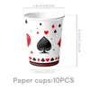 Decoração de Festa de Aniversário Tema Poker Amazon Cartas de Poker Bandeja de Papel Descartável Copo de Papel Toalha Suprimentos