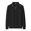 Camisa polo de manga larga estilo italiano, sin botones, con cuello de gaviota, una opción sofisticada y cómoda para el vestuario business casual, disponible en un conjunto a juego para parejas.