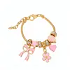 Pulseira Flor Coração com Gotejamento de Óleo Cravejada de Diamantes, Pulseira Estilo Palácio Retrô, Joia Levemente Luxuosa e de Alto Padrão para Mulheres