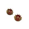 Brincos de design semi-embrulhados de esmalte vermelho incrustado de cobre medieval ocidental retro dia de ouro velho versátil