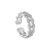 Anillo de Diamante con Borde de Encaje Plateado Temperamento Elegante para Mujer Temperamento Exquisito Nicho Sentido de Alta Gama Anillos Apilables Lujo Ligero