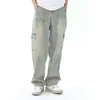 2026 Estilo Nuevo Jeans para Hombres Altos Longitud Extendida Primavera y Otoño High Street Pantalones de Longitud al Suelo Estilo Americano para Hombres Pantalones Holgados de Pierna Ancha