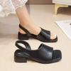 Talla 35-43 Talla Grande Zapatos de Mujer Tacón Grueso Sandalias Romanas Ropa Exterior de Mujer Verano Nueva Moda Sandalias de Punta Cuadrada para Mujer