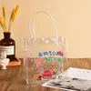 Bolsa de mano transparente de PVC personalizada para regalos de cumpleaños de jardín de infantes, bolsa de regalo con broche para empaque de snacks de recuerdo