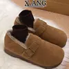 Sapatos Femininos de Camurça de Vaca com Cobertura Total Estilo Birkenstock, Sapatos Quentes de Algodão com Forro de Lã, Botas de Neve, Novos Mocassins Peludos Femininos de Calçar