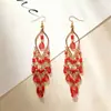 Pendientes Bohemios de Cristal con Borlas Largas Estilo Étnico Retro Accesorios de Moda de Verano para Viajes para Mujer
