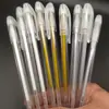 Caneta de gel para diário DIY, ponta de agulha com ponta de bala, cores pastel dourado, prata e branco, alto brilho