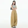 Caqui 2025 Primavera/Verano Nuevos Pantalones Anchos Adelgazantes Versátiles Curvados Tipo Plátano Pantalones Guadaña Pantalones Caqui