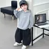 Conjunto de Sudadera con Capucha y Auriculares de Cara Sonriente para Niños, Primavera y Otoño, Nuevo Trendy de Otoño 2026, Conjunto Casual de Calle Fresco de Dos Piezas
