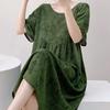 Camisón de Algodón Seda para Mujer Primavera Verano Otoño Ropa para el Hogar Corte en la Espalda Falda Manga Corta para Usar Afuera Ropa para Aire Acondicionado Falda de Algodón Seda para Mujer