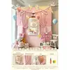 Montagem de cena de decoração para o primeiro aniversário de menina, 10 balões de festa infantil, parede de fundo para criar atmosfera, adereços de placa KT