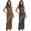 C7077 Transfronterizo Aliexpress Amazon Sitio Independiente Moda Europea y Americana Ropa de Mujer Escote en V Sin Mangas Largo con Pedrería