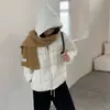 Nova jaqueta curta de algodão leve com capuz estilo coreano de inverno para mulheres, casaco de algodão moderno e quente estilo puffer